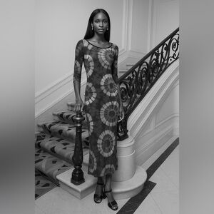 Route 66 Black, Gray, & White Tie Dye Long Sleeve Dress - Size XS